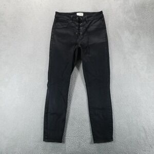 Lagence Jeans Womens 28 Black Skinny Coated High‎ Rise Lace Up